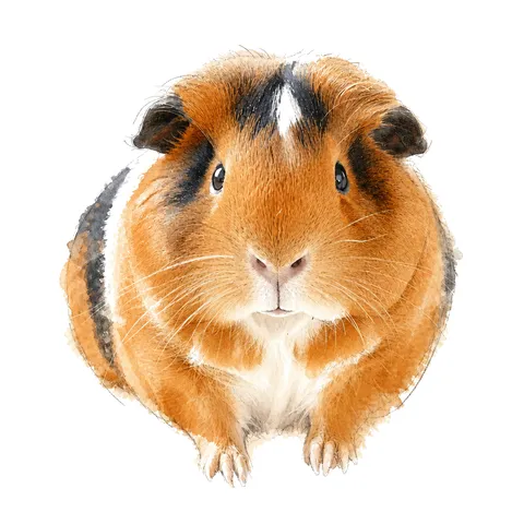 Pumpkin the guinea pig in the Watercolor style